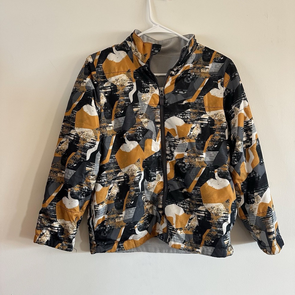 Boys Basic Fleece Jacket Swiss Tech Large 10/12 Full Zip Orange Black‎